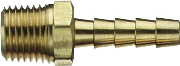 Tru-Flate 21-123 Air Hose Fitting, 1/4 in, MNPT x Barb, Brass