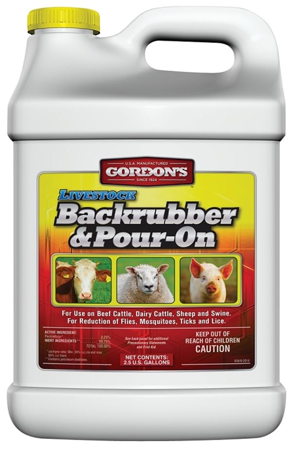 Gordon's 9391122 Backrubber and Pour-On Insecticide, Liquid, Light Yellow, Petrol, 2.5 gal