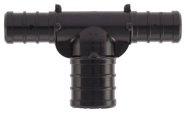 Apollo PXPAT1212345PK Pipe Tee, 1/2 x 3/4 in, Barb, Plastic, Black, 200 psi Pressure