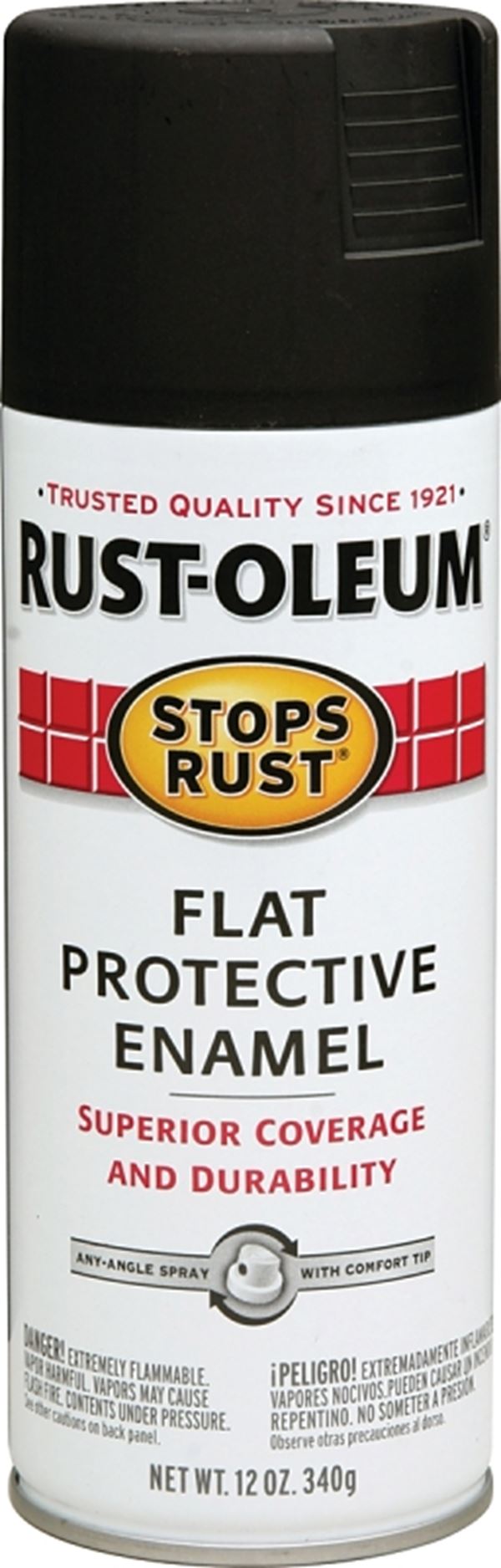 Rust-Oleum 7776830 Rust Preventative Spray Paint, Flat, Black, 12 oz, Can