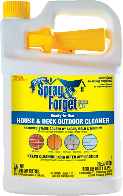 Spray & Forget SFDRTUG04 House and Deck Cleaner, 1 gal Bottle, Liquid, Orange, Clear