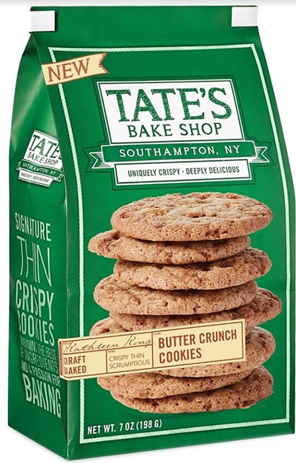 Tate's Bake Shop 1002306 Crunch Cookies, Butter Toffee, 7 oz, Bag