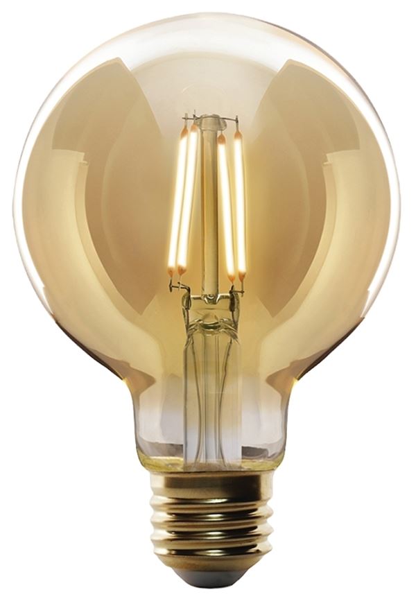 Feit Electric G25/VG/LED Filament LED Bulb, Decorative, Globe, G25 Lamp, 60 W Equivalent, E26 Lamp Base, Dimmable, Amber, Pack of 4