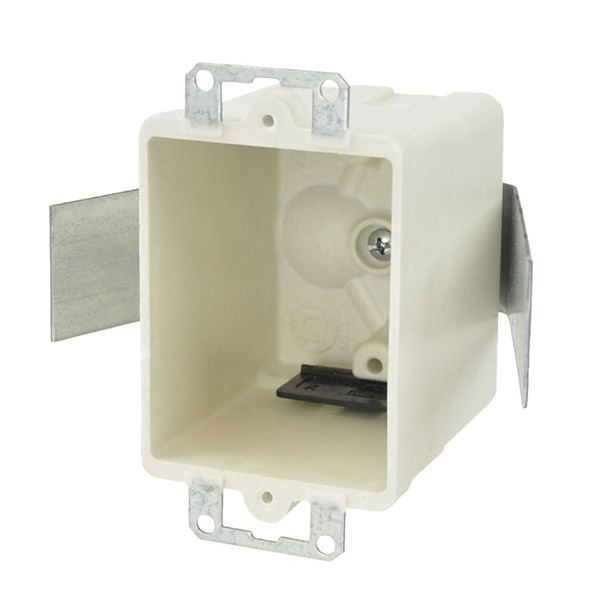 fiberglassBOX 9361-ESK Switch/Outlet Box, 1-Gang, 2-Outlet, 4-Knockout, Fiberglass/Polyester, Off-White, Bracket