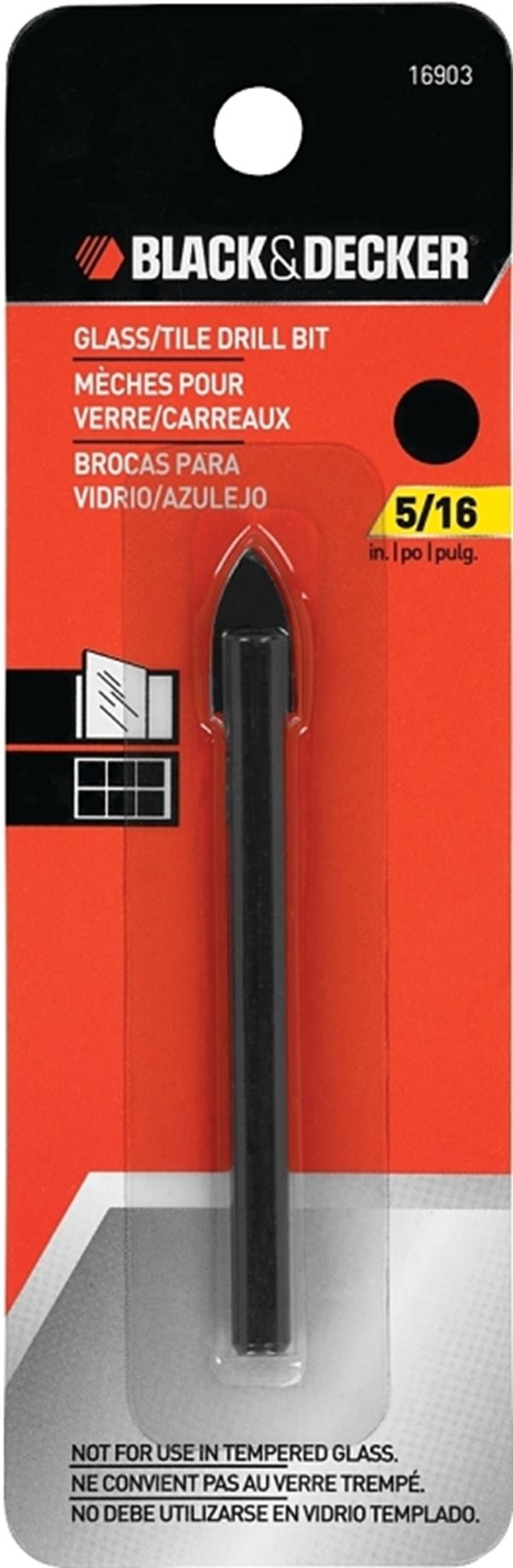 Black+Decker 16903 Drill Bit, 5/16 in Dia, 3 in OAL, 5/16 in Dia Shank