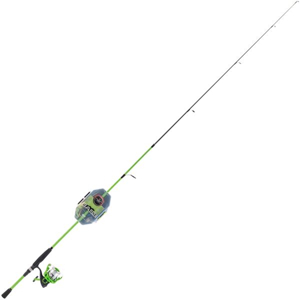 Ready2Fish R2F4-BA/S 20-Piece Bass Spinning Combo Kit, 6 ft 6 in L Rod, Split EVA Grip Handle, Blue/Green