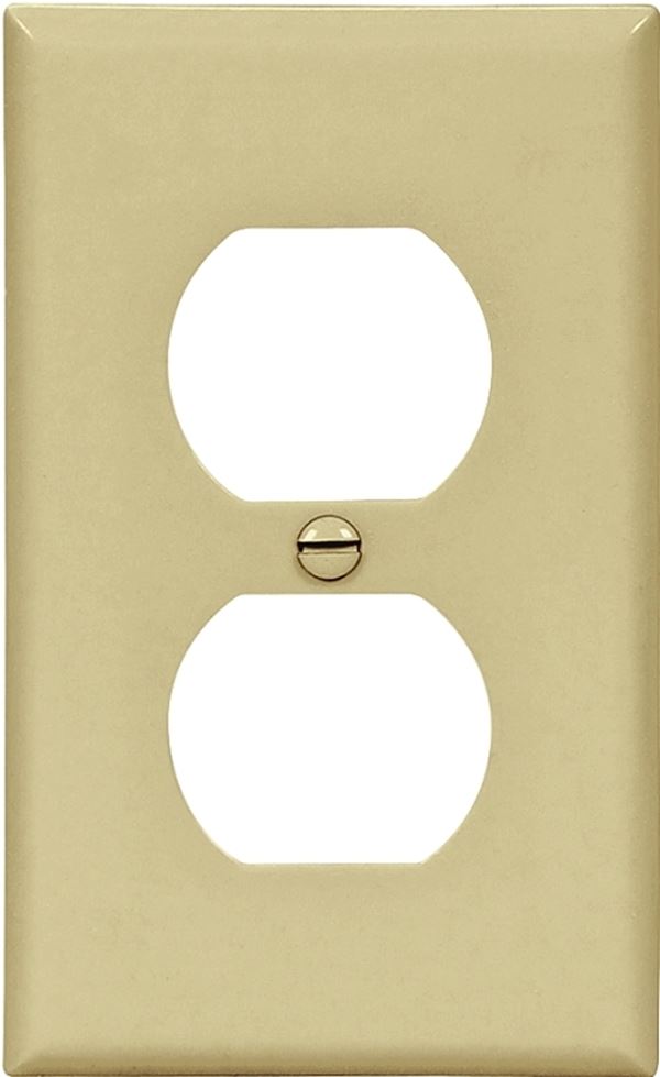 Eaton Wiring Devices 5132V Wallplate, 4-1/2 in L, 2-3/4 in W, 1 -Gang, Nylon, Ivory, High-Gloss, Flush Mounting