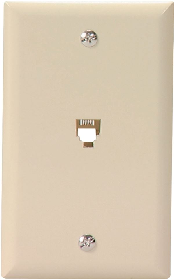 Eaton Wiring Devices 3532-4V Telephone Jack with Wallplate, Thermoplastic Housing Material, Ivory