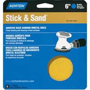 Norton 48909 Sanding Disc, 6 in Dia, Coated, P120 Grit, Medium, Aluminum Oxide Abrasive, Paper Backing