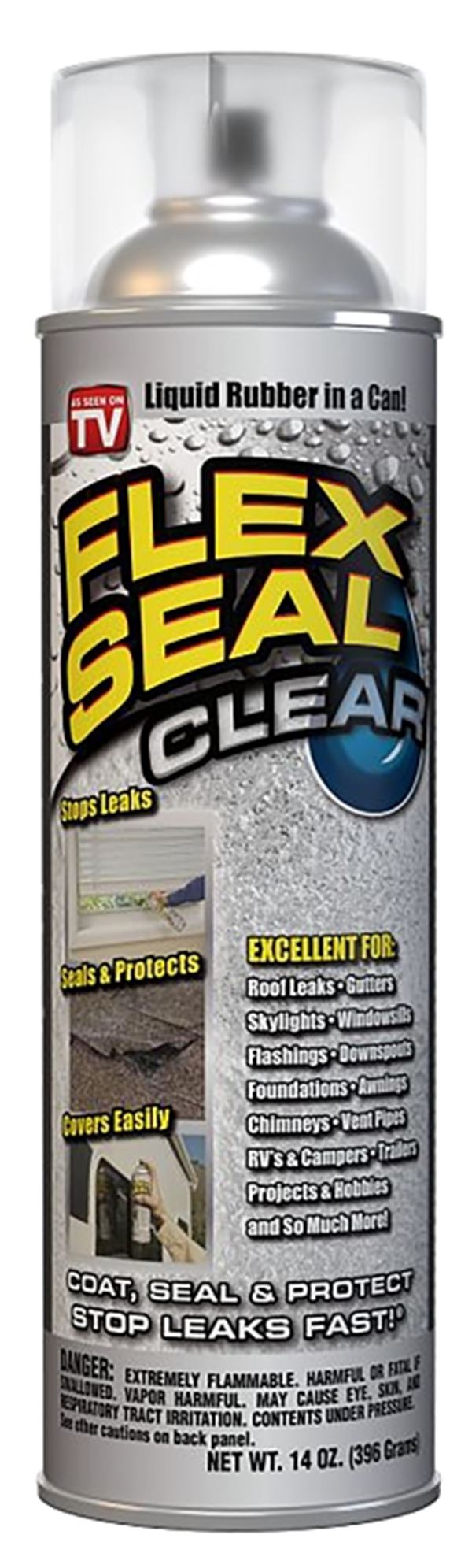 Flex Seal FSCL20 Rubberized Spray Coating, Clear, 14 oz, Can