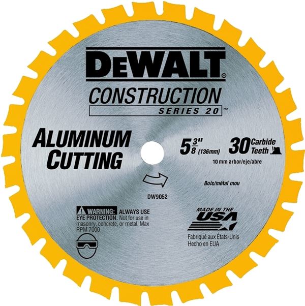 DeWALT DW9052 Circular Saw Blade, 5-3/8 in Dia, 10 mm Arbor, 30-Teeth, Carbide Cutting Edge