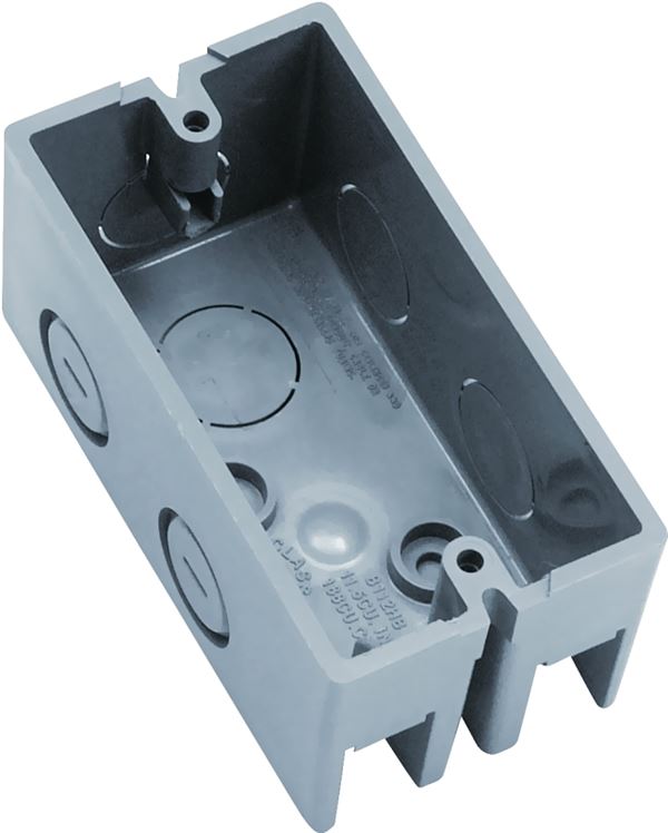 Carlon B112HB Handy Box, 1 -Gang, 6 -Knockout, 1/2 in Knockout, Plastic, Gray, Screw Mounting