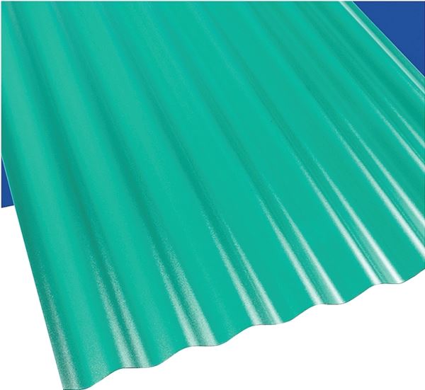 Suntop 108977 Corrugated Roofing Panel, 12 ft L, 26 in W, 0.063 Thick Material, Polycarbonate, Green, Pack of 10