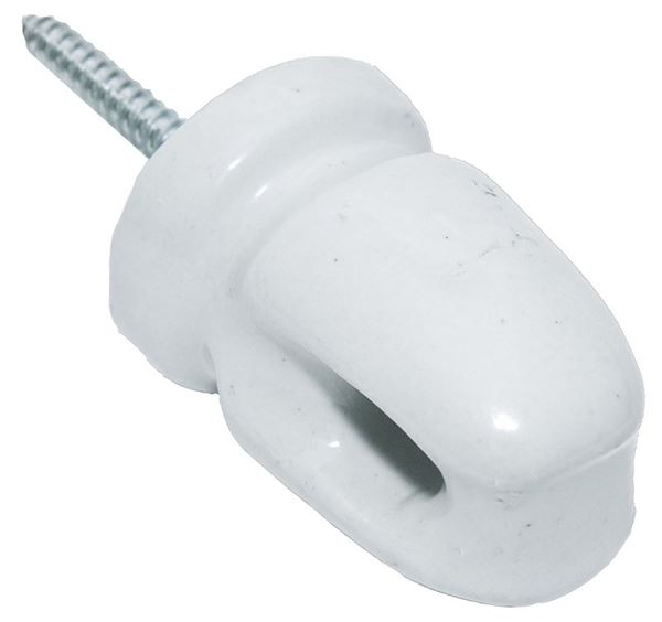 Zareba WP1929 Large Lag Screw Insulator, Polyrope, Polywire, Ceramic, White, Screw Mounting