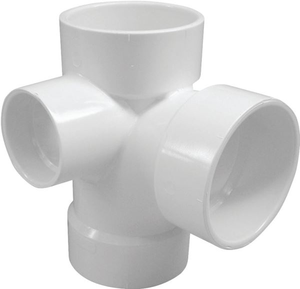 Canplas 192148R Sanitary Pipe Tee, 3 x 2 in, Hub, PVC, White