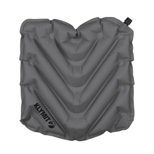 Klymit V Seat 12VSGR01B Seat Cushion, 14-1/2 in OAL, 13-1/2 in OAW, 1-1/2 in OAH, 75D Polyester Seat, Gray Seat