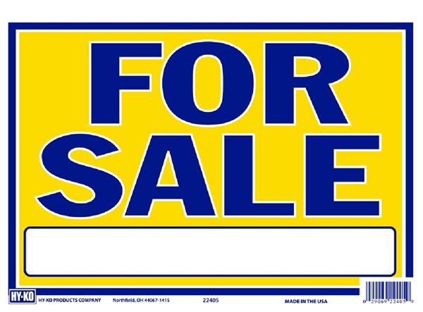 Hy-Ko 22405 Neon Sign, FOR SALE, Blue Legend, Yellow Background, Plastic, 9 in H x 13 in W Dimensions, Pack of 10