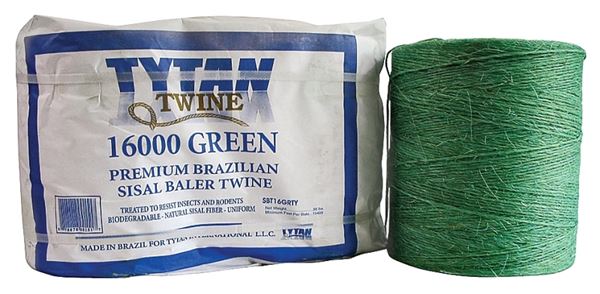 Tytan SBT16GRTY Baler Twine, 16,000 ft L, 130 lb Working Load, Sisal, Brazilian Green