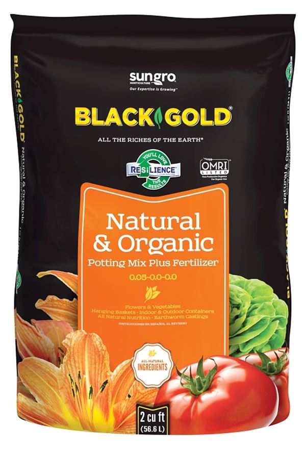 sun gro BLACK GOLD 1402040 2 CFL P Potting Mix, 2 cu-ft Coverage Area, Granular, Brown/Earthy, 40 Bag