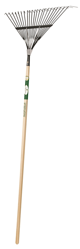 Landscapers Select 34585 Lawn/Leaf Rake, Steel Tine, 22-Tine, Wood Handle, 54 in L Handle