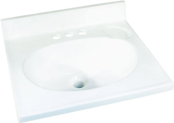 Foremost WS-1719 Vanity Top, 19 in OAL, 17 in OAW, Marble, Solid White, Countertop Edge