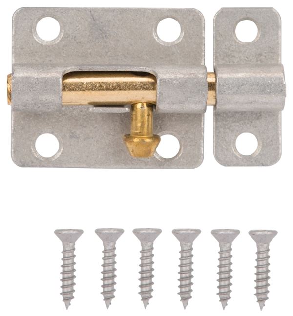 ProSource 20470MGS-PS Barrel Bolt, 0.31 Dia in Bolt Head, 2-1/2 in L Bolt, Brass Pin/Steel, Galvanized