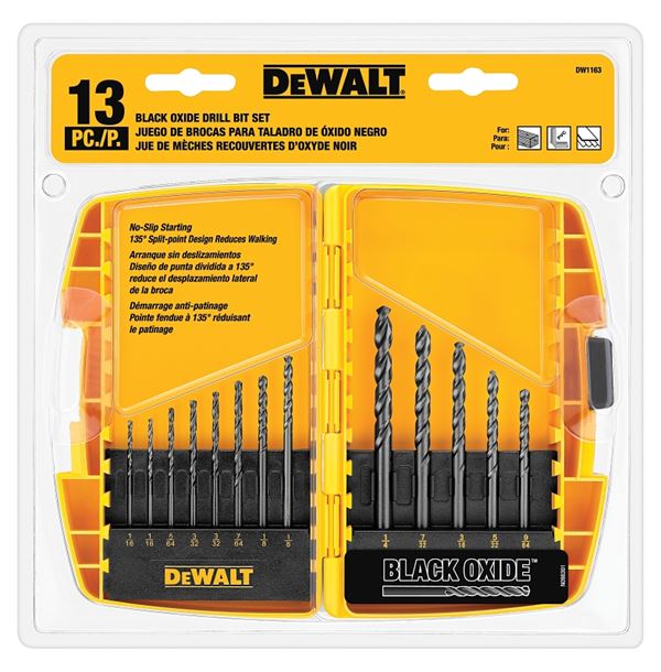 DeWALT DW1163 Drill Bit Set, 13-Piece, Black Oxide