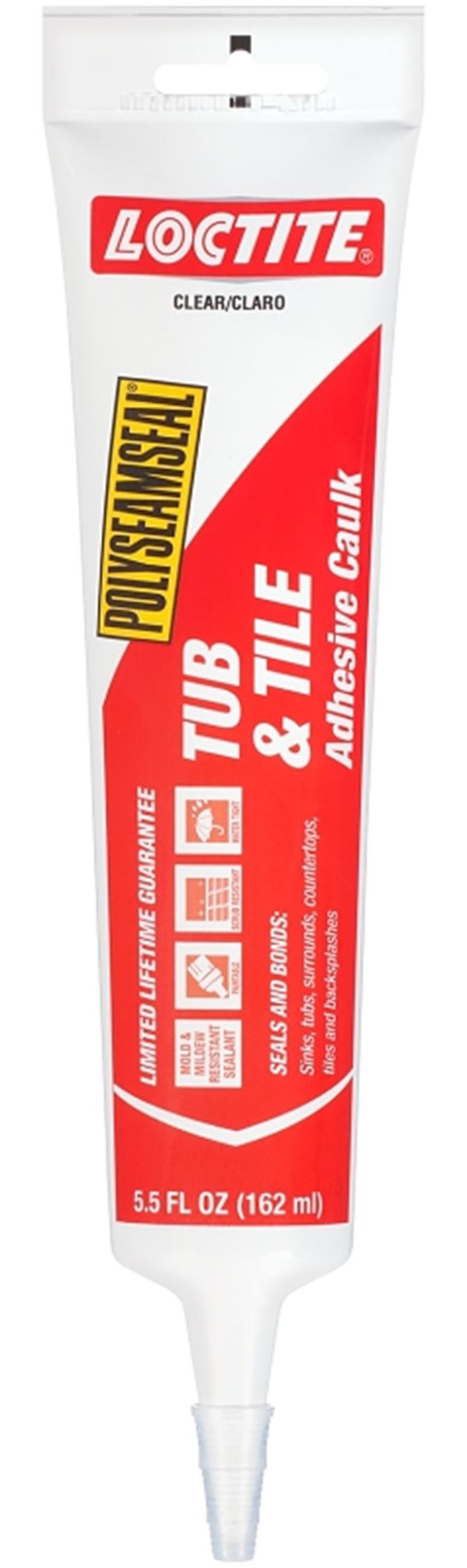 Loctite POLYSEAMSEAL 2138418 Tub and Tile Adhesive Caulk, Almond, 20 to 170 deg F, 5.5 oz Squeeze Tube