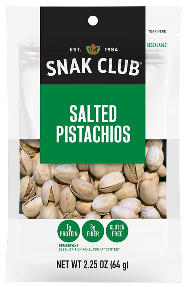 Snak Club CSU29110 Pistachios, 2.25 oz, Pack of 6