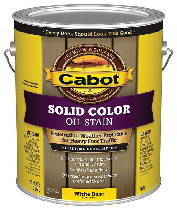 Cabot 140.0001601.007 Solid Stain, Opaque, White, Liquid, 1 gal, Pack of 4