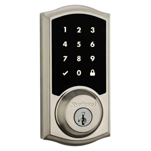 Kwikset 916TRL-15 Deadbolt, 2 Grade, Satin Nickel, 2-3/8 x 2-3/4 in Backset, 1-3/8 to 1-3/4 in Thick Door