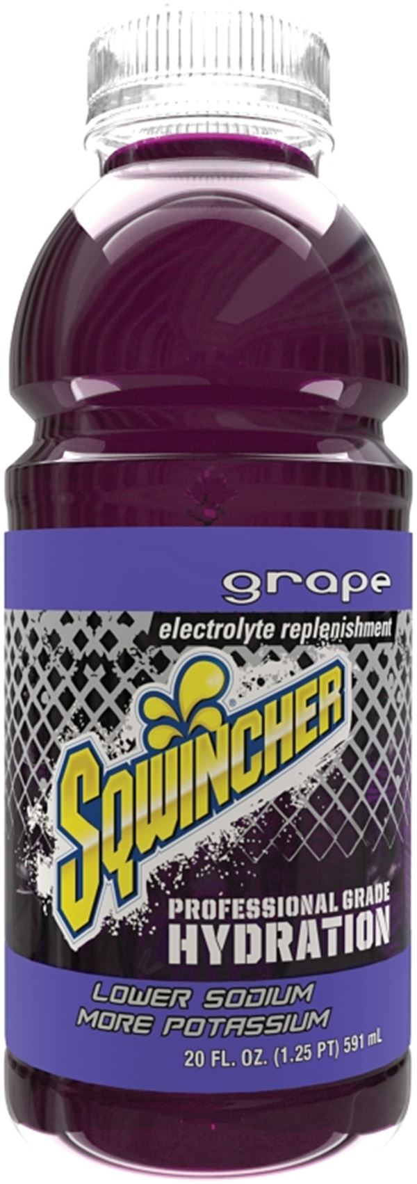 Sqwincher X375-MB600 Ready-to-Drink Hydration, Liquid, Grape Flavor, 20 oz Bottle, Pack of 24