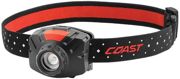 Coast FL60 21322 Headlamp, AAA Battery, Alkaline Battery, LED Lamp, 55 Low, 205 Medium, 400 High Lumens