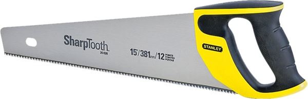 Stanley 20-526 Handsaw, 15 in L Blade, 11 TPI, Ergonomic Handle, Plastic/Rubber Handle