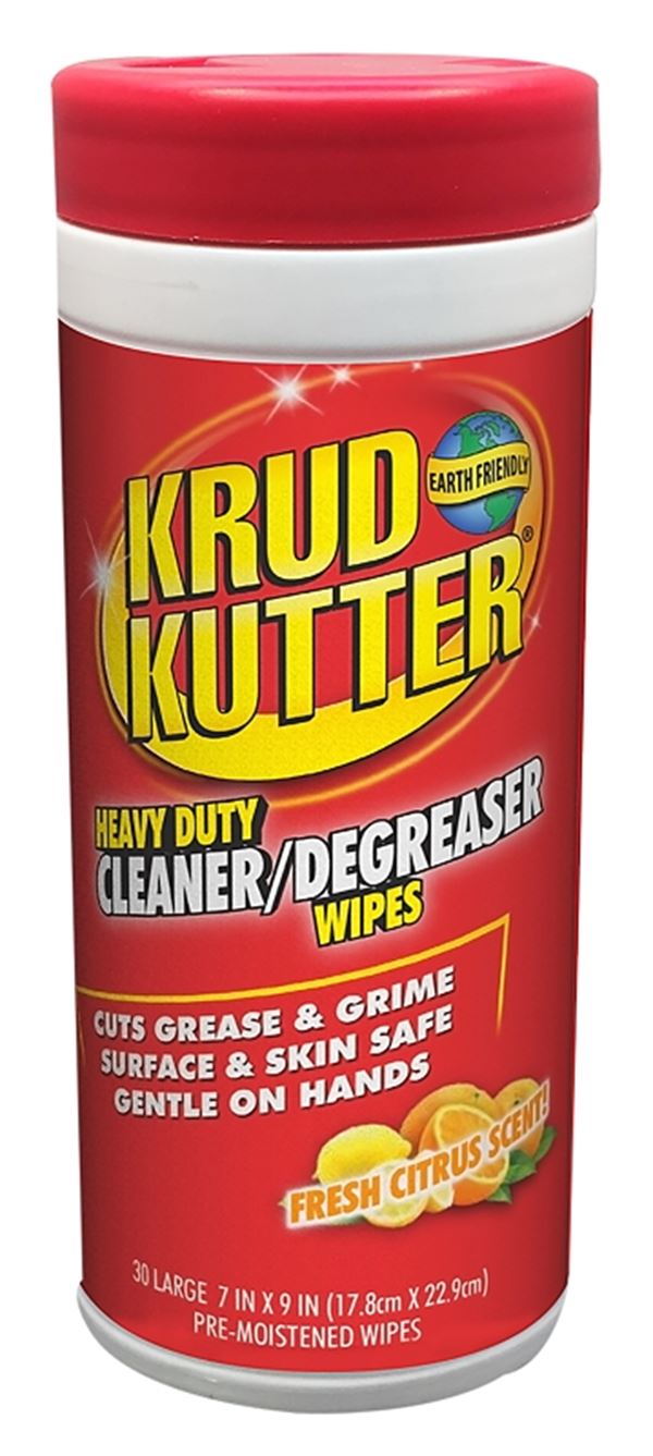 Krud Kutter 346527 Heavy-Duty Cleaner/Degreaser Wipes, 7 in L, 9 in W, Citrus-Like