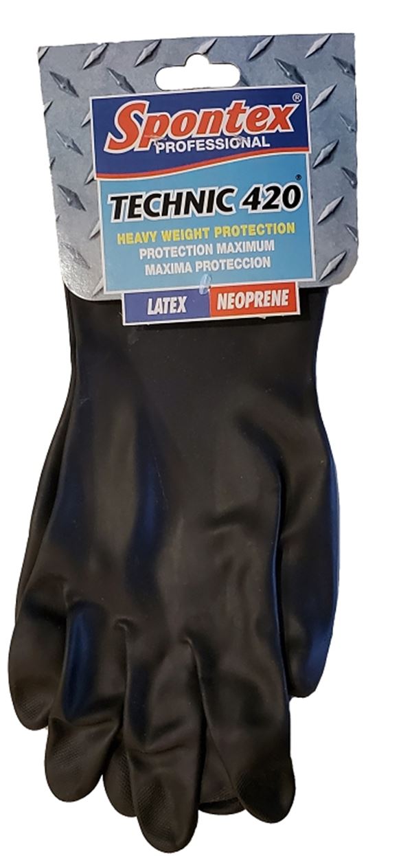 Spontex 33547 Gloves, XL, 12-1/2 in L, Extra Long Cuff, Neoprene, Black