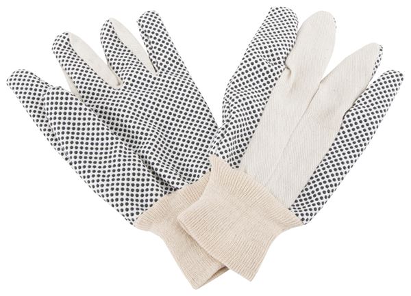 Diamondback GV-522PVD-3L Cotton Work Gloves with PVC Dots, Men's, One-Size, Straight Thumb, Knit Wrist Cuff, Fabric 80% Cotton 20% Polyester, Pack of 12