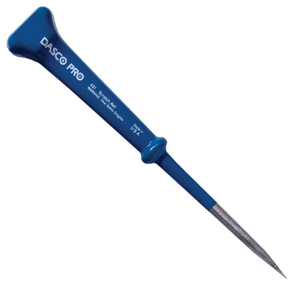 Dasco Pro 431-0 Scratch Awl, 3/4 in Dia Shank, 3-1/2 in L Shank, 7 in OAL, Steel Handle, Steel Shank