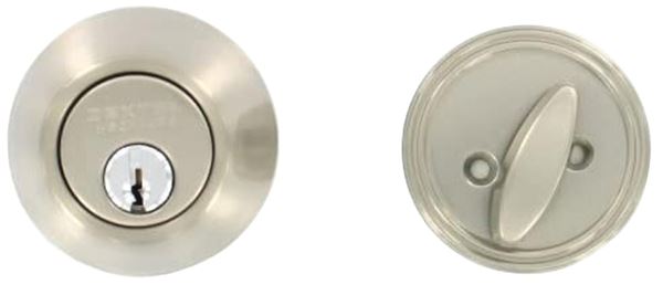 Dexter JD60V619 Deadbolt, 3 Grade, SC1 Key, Metal, Satin Nickel, 2-3/8, 2-3/4 in Backset, C Keyway