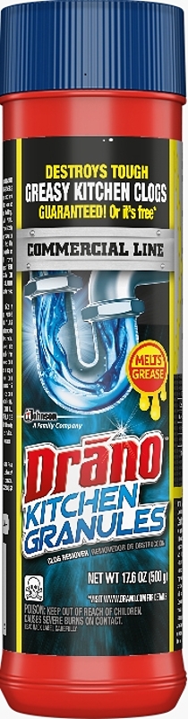 Drano 00125 Kitchen Clog Remover, 17.6 oz, Granules, White