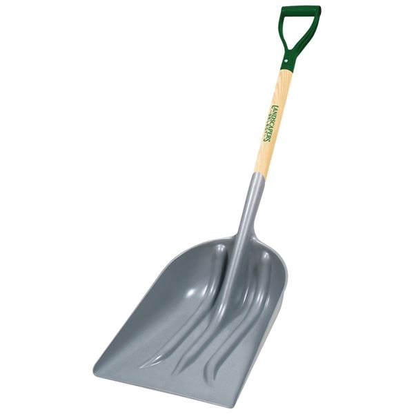 Landscapers Select 34596 PLA-12 Scoop Shovel, 14-1/4 in W Blade, 12 in L Blade, ABS Blade, Wood Handle, D-Shaped Handle