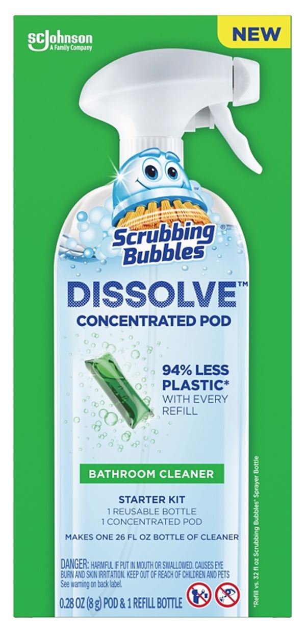 Scrubbing Bubbles Dissolve 00046 Concentrated Bathroom Cleaner Starter Kit, Dissolve Pod, Marine, Ozone, Green Yellow