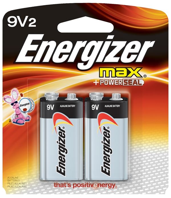 Energizer 522BP-2 Battery, 9 V Battery, 625 mAh, Alkaline, Manganese Dioxide, Zinc