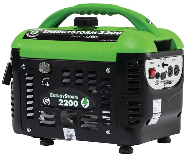 Lifan ES2200SC Portable Generator, 17 A, 120 V, 2200 W Output, Gasoline, 1 gal Tank, 6 hr Run Time, Recoil Start