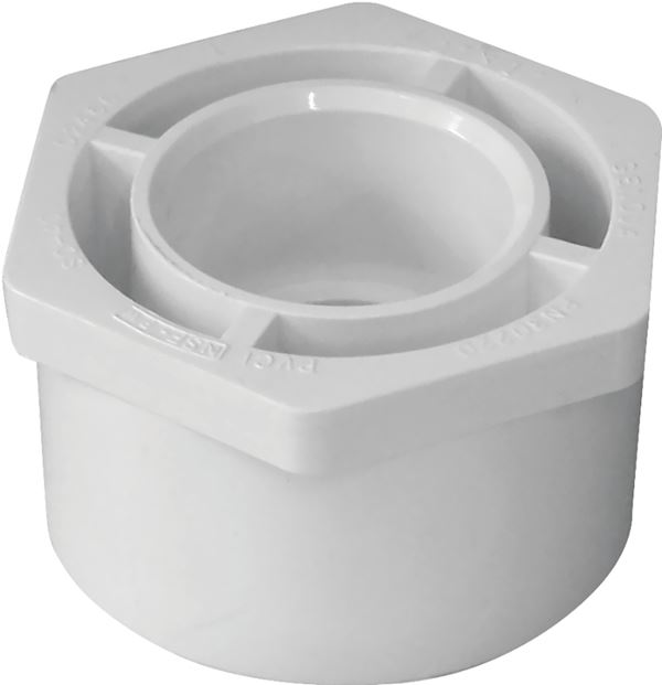 IPEX 435659 Reducing Bushing, 2 x 1 in, Spigot x Socket, White, SCH 40 Schedule, 150 psi Pressure