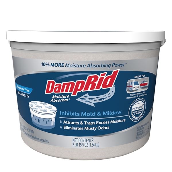 DampRid FG50FFESB Moisture Absorber, 2 lb, Bucket, Pellet, Odorless, Pack of 2