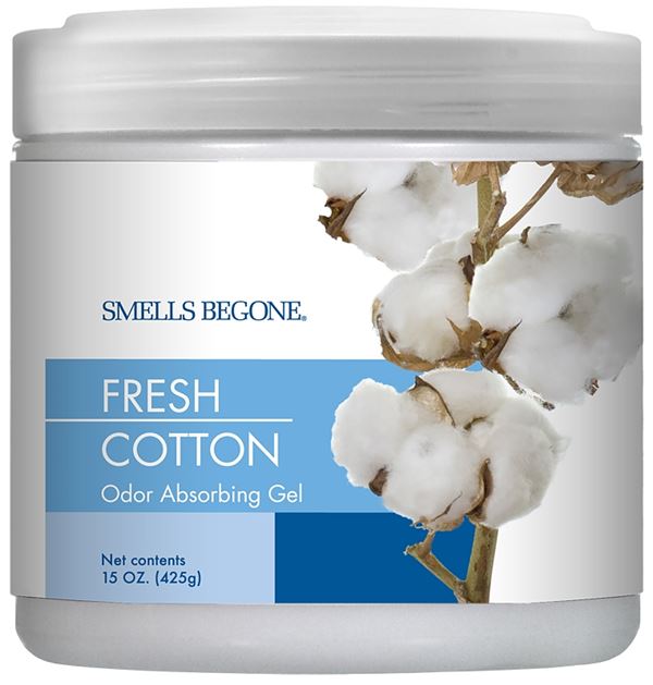 Smells Begone 50816 Odor Absorbing Gel, 15 oz, Jar, Fresh Cotton, 450 sq-ft Coverage Area, 90 days-Day Freshness