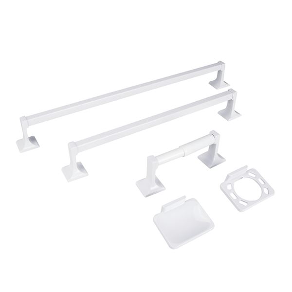 Boston Harbor PBC001-WH Bath Accessory Set, Metal, White, 5-Piece, For: Bathroom