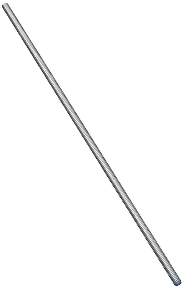 Stanley Hardware N179-580 Threaded Rod, 1/4-20 Thread, 72 in L, A Grade, Steel, Zinc, UNC Thread