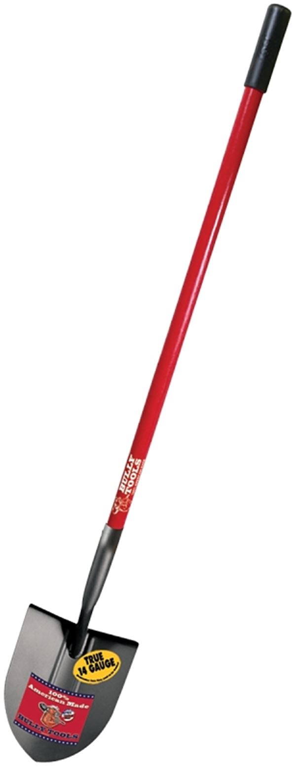 BULLY Tools 82515 Shovel, 9 in W Blade, 14 ga Gauge, Steel Blade, Fiberglass Handle, Long Handle, 48-1/2 in L Handle